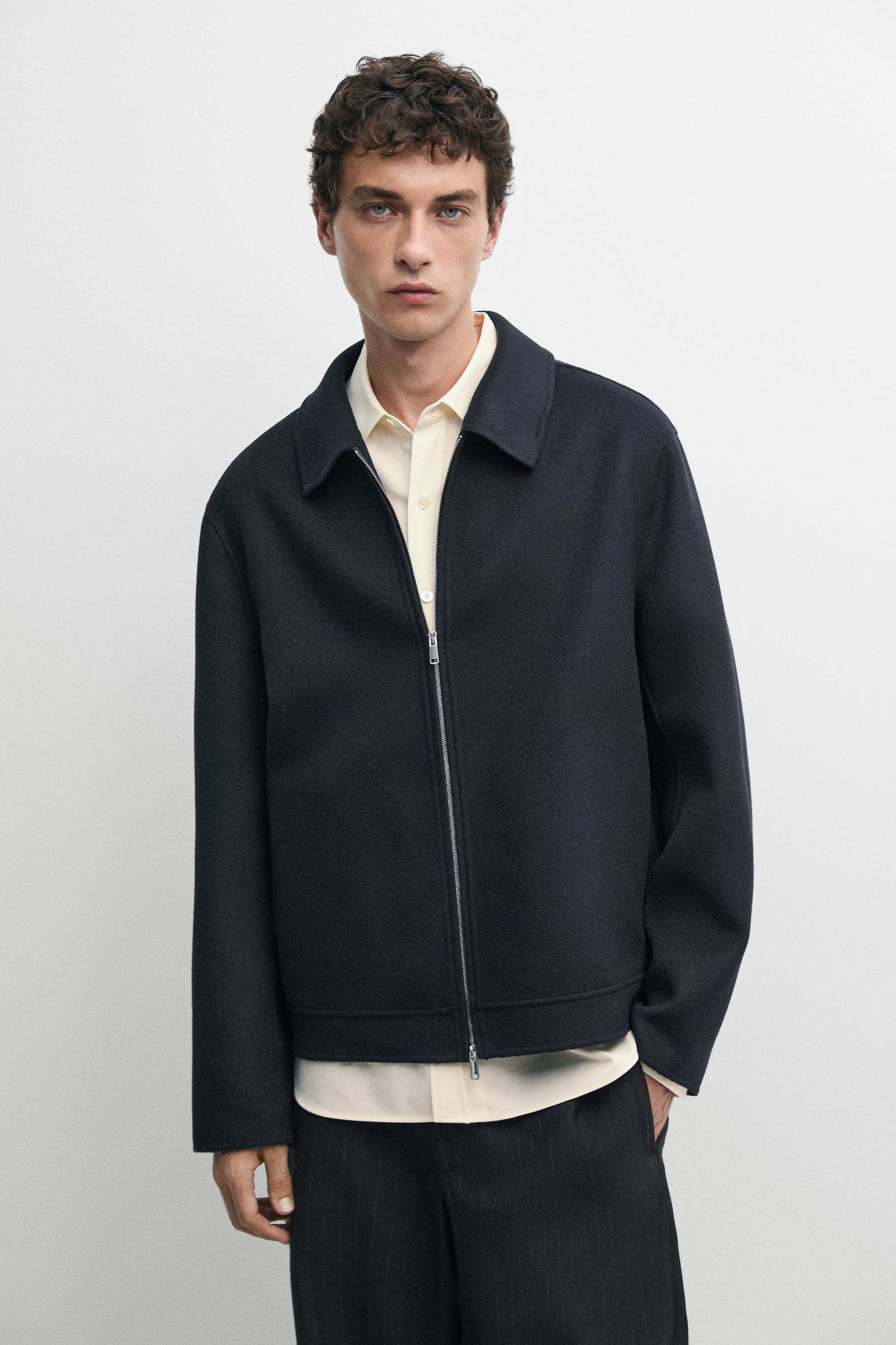 Blouson en laine mélangée double face